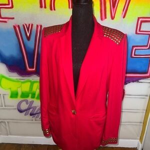 Studded Red Women's Blazer